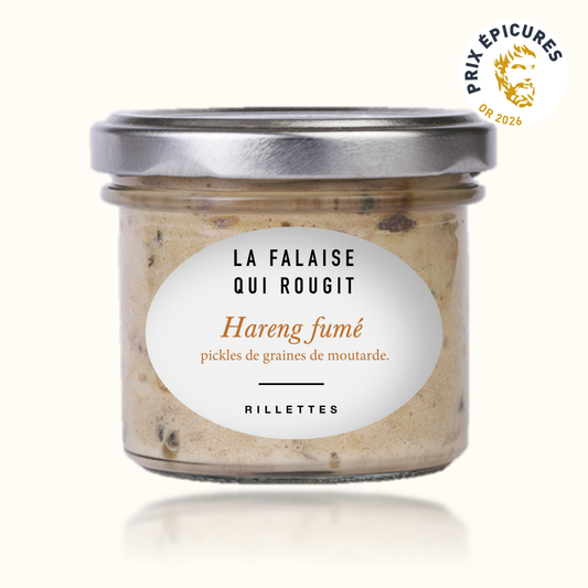 Rillettes de hareng fumé, pickles de graines de moutarde